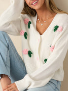 Wish You Roses Knit Cardigan-Cardigans-Krush Kandy, Women's Online Fashion Boutique Located in Phoenix, Arizona (Scottsdale Area)