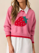Strawberry Bliss Contrast Sweater-Sweaters-Krush Kandy, Women's Online Fashion Boutique Located in Phoenix, Arizona (Scottsdale Area)