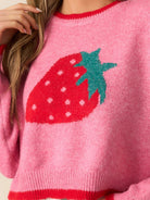 Strawberry Bliss Contrast Sweater-Sweaters-Krush Kandy, Women's Online Fashion Boutique Located in Phoenix, Arizona (Scottsdale Area)
