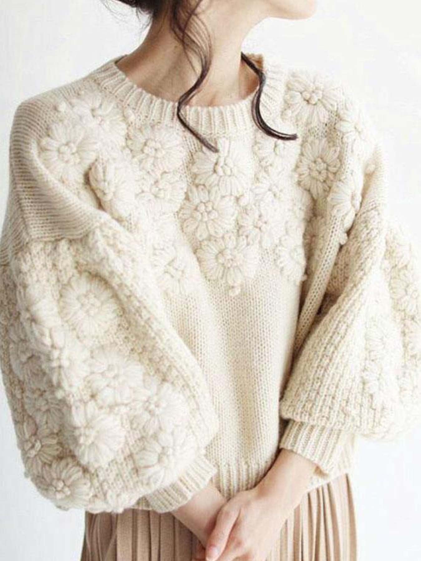 Neutral Floral Ribbed Sweater-Sweaters-Krush Kandy, Women's Online Fashion Boutique Located in Phoenix, Arizona (Scottsdale Area)