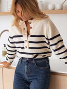 Warm Wishes Stripe Long Sleeve Sweater-Sweaters-Krush Kandy, Women's Online Fashion Boutique Located in Phoenix, Arizona (Scottsdale Area)