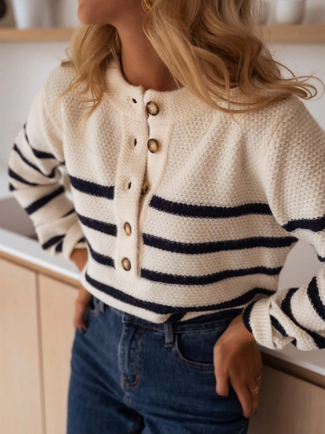 Warm Wishes Stripe Long Sleeve Sweater-Sweaters-Krush Kandy, Women's Online Fashion Boutique Located in Phoenix, Arizona (Scottsdale Area)