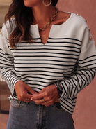 Warm Wishes Stripe V-Neck Long Sleeve Sweater-Sweaters-Krush Kandy, Women's Online Fashion Boutique Located in Phoenix, Arizona (Scottsdale Area)