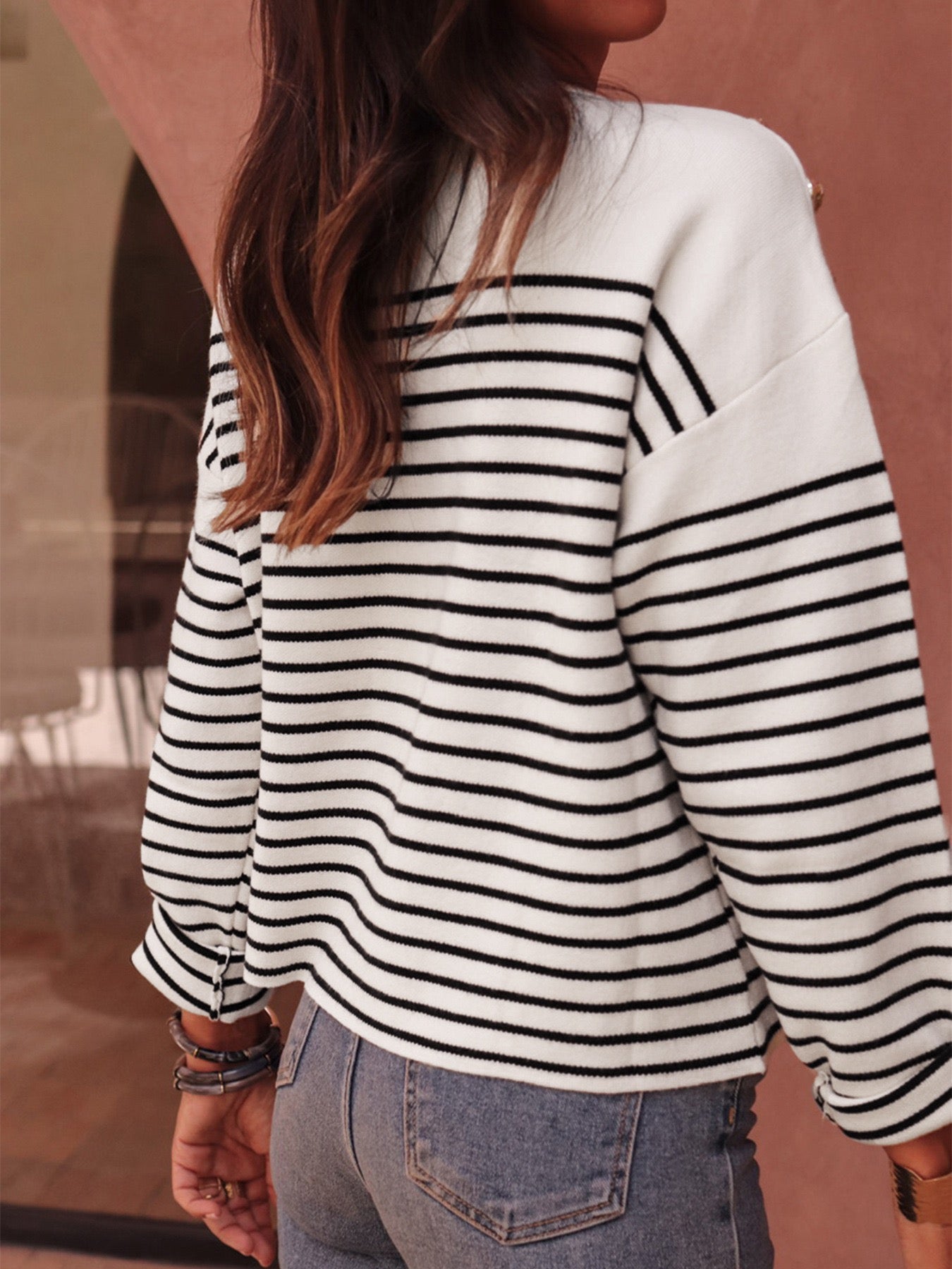 Warm Wishes Stripe V-Neck Long Sleeve Sweater-Sweaters-Krush Kandy, Women's Online Fashion Boutique Located in Phoenix, Arizona (Scottsdale Area)