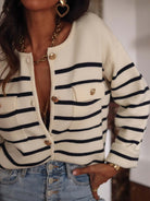 Luxurious Stripe Button Cardigan-Cardigan-Krush Kandy, Women's Online Fashion Boutique Located in Phoenix, Arizona (Scottsdale Area)