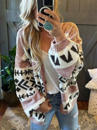 Wild & Free Geometric Button Cardigan-Cardigan-Krush Kandy, Women's Online Fashion Boutique Located in Phoenix, Arizona (Scottsdale Area)
