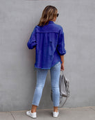 Frayed Denim Pocket Shirt Jacket-Jackets-Krush Kandy, Women's Online Fashion Boutique Located in Phoenix, Arizona (Scottsdale Area)