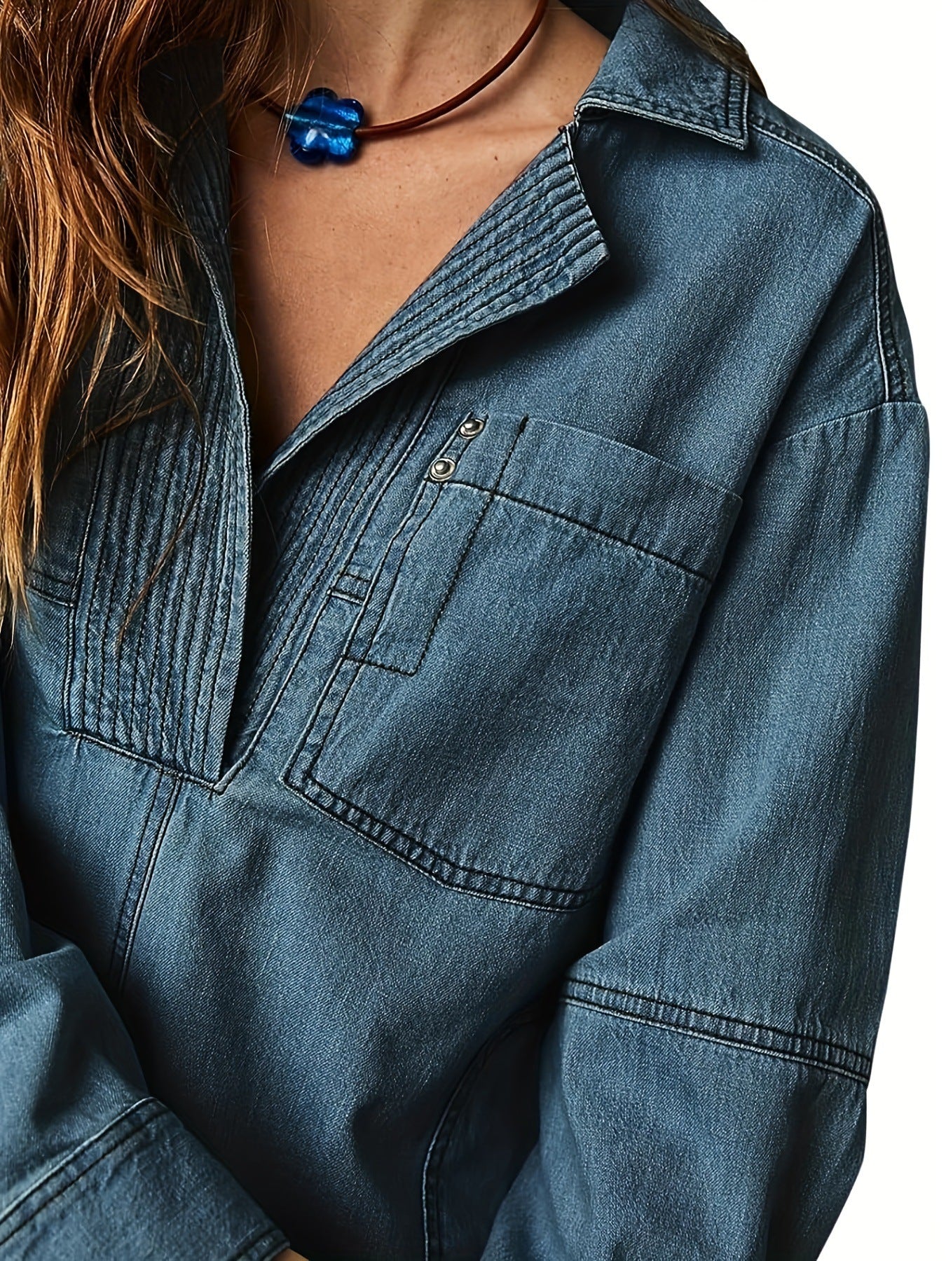 Rodeo Muse Denim Long Sleeve Top-Long Sleeve Tops-Krush Kandy, Women's Online Fashion Boutique Located in Phoenix, Arizona (Scottsdale Area)