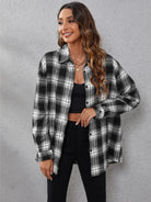 Fall Vibes Only Long Sleeve Plaid Flannel-Long Sleeve Tops-Krush Kandy, Women's Online Fashion Boutique Located in Phoenix, Arizona (Scottsdale Area)