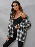 Fall Vibes Only Long Sleeve Plaid Flannel-Long Sleeve Tops-Krush Kandy, Women's Online Fashion Boutique Located in Phoenix, Arizona (Scottsdale Area)