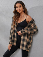 Fall Vibes Only Long Sleeve Plaid Flannel-Long Sleeve Tops-Krush Kandy, Women's Online Fashion Boutique Located in Phoenix, Arizona (Scottsdale Area)