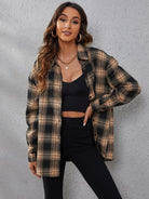 Fall Vibes Only Long Sleeve Plaid Flannel-Long Sleeve Tops-Krush Kandy, Women's Online Fashion Boutique Located in Phoenix, Arizona (Scottsdale Area)