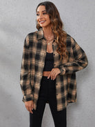 Fall Vibes Only Long Sleeve Plaid Flannel-Long Sleeve Tops-Krush Kandy, Women's Online Fashion Boutique Located in Phoenix, Arizona (Scottsdale Area)
