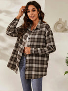 Fall Vibes Only Long Sleeve Plaid Flannel-Long Sleeve Tops-Krush Kandy, Women's Online Fashion Boutique Located in Phoenix, Arizona (Scottsdale Area)