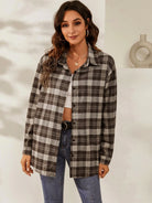 Fall Vibes Only Long Sleeve Plaid Flannel-Long Sleeve Tops-Krush Kandy, Women's Online Fashion Boutique Located in Phoenix, Arizona (Scottsdale Area)