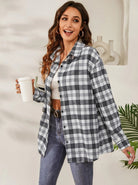 Fall Vibes Only Long Sleeve Plaid Flannel-Long Sleeve Tops-Krush Kandy, Women's Online Fashion Boutique Located in Phoenix, Arizona (Scottsdale Area)