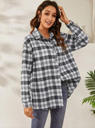 Fall Vibes Only Long Sleeve Plaid Flannel-Long Sleeve Tops-Krush Kandy, Women's Online Fashion Boutique Located in Phoenix, Arizona (Scottsdale Area)