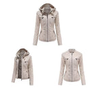 Faux Leather Hooded Zip-Up Jacket-Jackets-Krush Kandy, Women's Online Fashion Boutique Located in Phoenix, Arizona (Scottsdale Area)