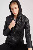 Faux Leather Hooded Zip-Up Jacket-Jackets-Krush Kandy, Women's Online Fashion Boutique Located in Phoenix, Arizona (Scottsdale Area)