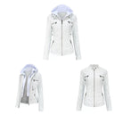 Faux Leather Hooded Zip-Up Jacket-Jackets-Krush Kandy, Women's Online Fashion Boutique Located in Phoenix, Arizona (Scottsdale Area)