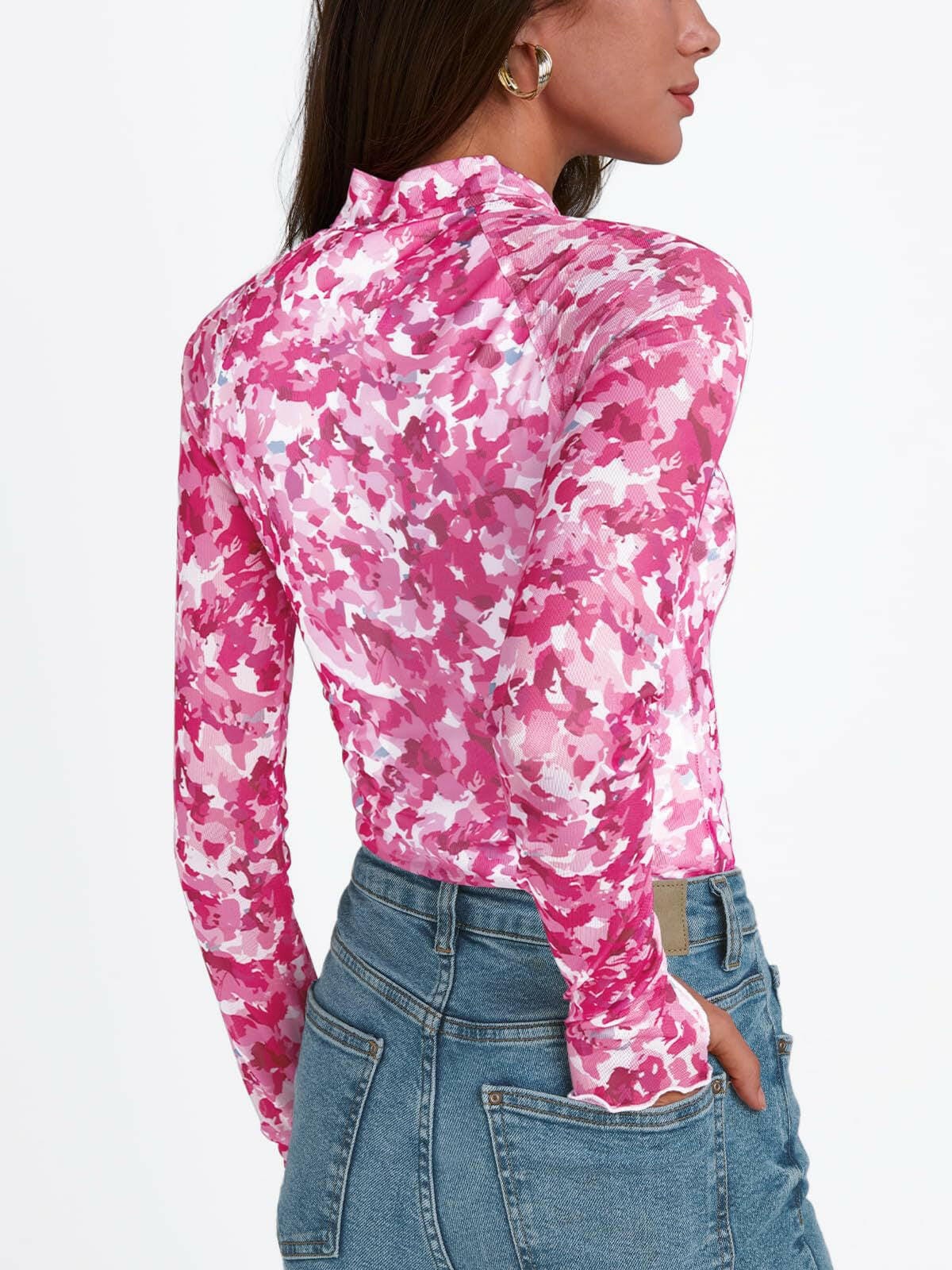 Pink Petal Rush Mesh Long Sleeve Top-Tops-Krush Kandy, Women's Online Fashion Boutique Located in Phoenix, Arizona (Scottsdale Area)