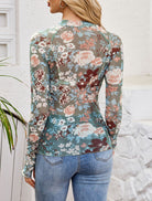 Sheer Floral Long Sleeve Top-Cardigan-Krush Kandy, Women's Online Fashion Boutique Located in Phoenix, Arizona (Scottsdale Area)