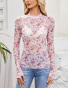 Sheer Floral Long Sleeve Top-Cardigan-Krush Kandy, Women's Online Fashion Boutique Located in Phoenix, Arizona (Scottsdale Area)