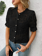Picture Perfect Lace Button Up Blouse-Blouses-Krush Kandy, Women's Online Fashion Boutique Located in Phoenix, Arizona (Scottsdale Area)