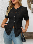 Picture Perfect Lace Button Up Blouse-Blouses-Krush Kandy, Women's Online Fashion Boutique Located in Phoenix, Arizona (Scottsdale Area)