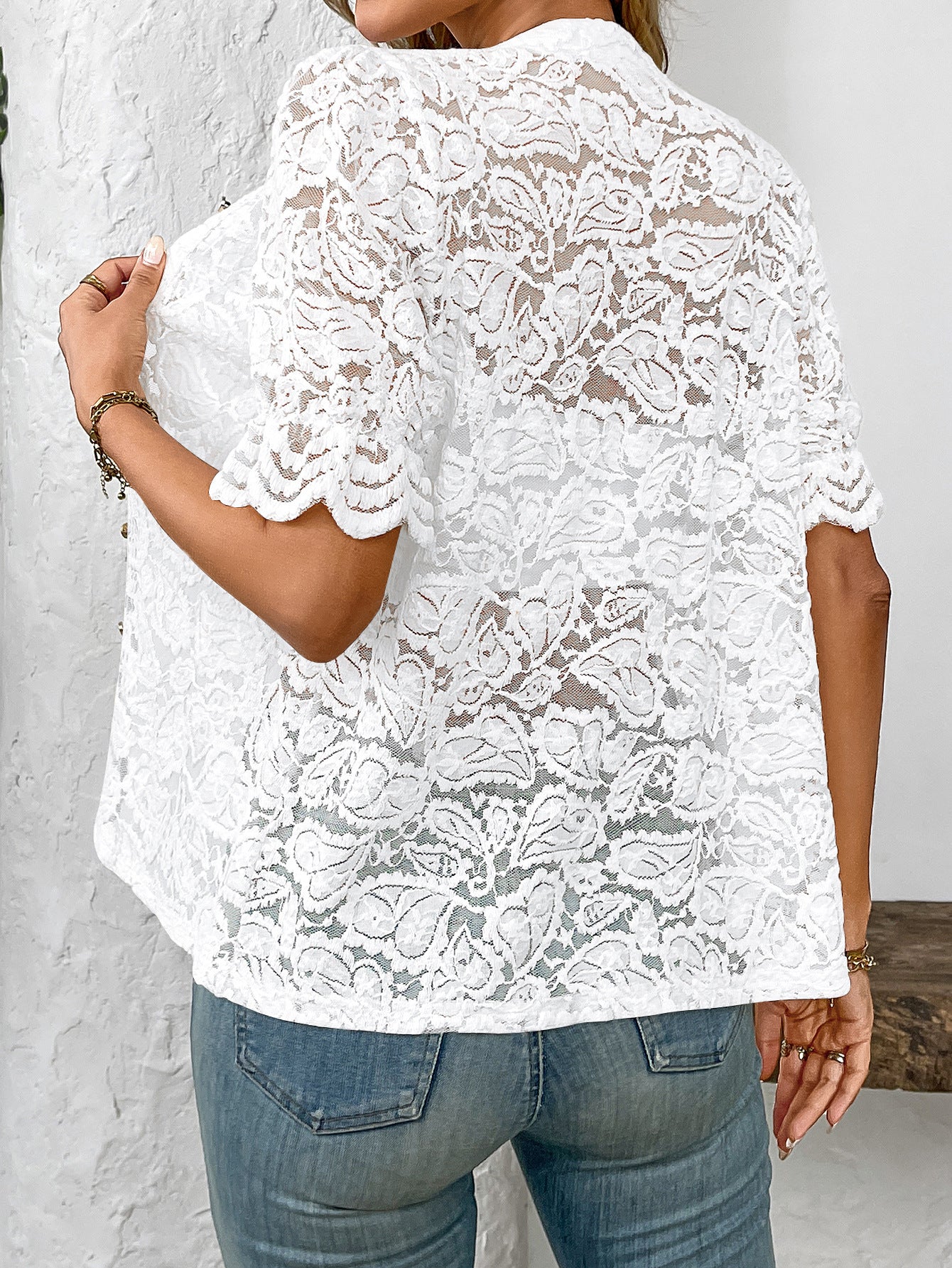 Picture Perfect Lace Button Up Blouse-Blouses-Krush Kandy, Women's Online Fashion Boutique Located in Phoenix, Arizona (Scottsdale Area)