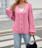 Pretty In Pink Button Cardigan-Tops-Krush Kandy, Women's Online Fashion Boutique Located in Phoenix, Arizona (Scottsdale Area)