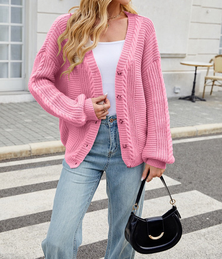 Pretty In Pink Button Cardigan-Tops-Krush Kandy, Women's Online Fashion Boutique Located in Phoenix, Arizona (Scottsdale Area)