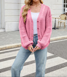 Pretty In Pink Button Cardigan-Tops-Krush Kandy, Women's Online Fashion Boutique Located in Phoenix, Arizona (Scottsdale Area)