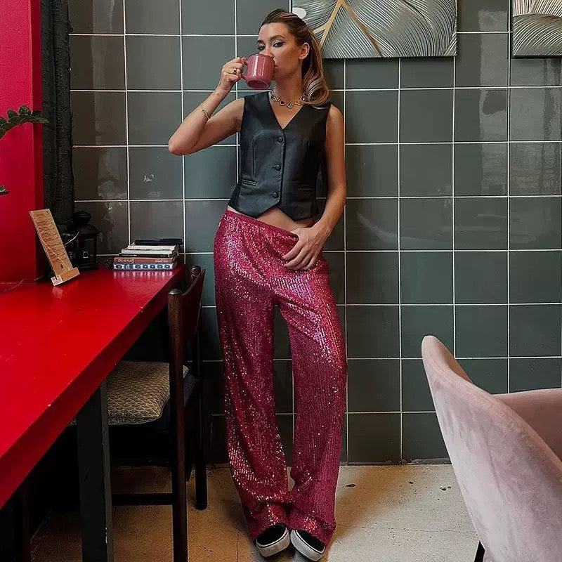 Sparkle & Shine Sequin Wide-Leg Pants-Pants-Krush Kandy, Women's Online Fashion Boutique Located in Phoenix, Arizona (Scottsdale Area)