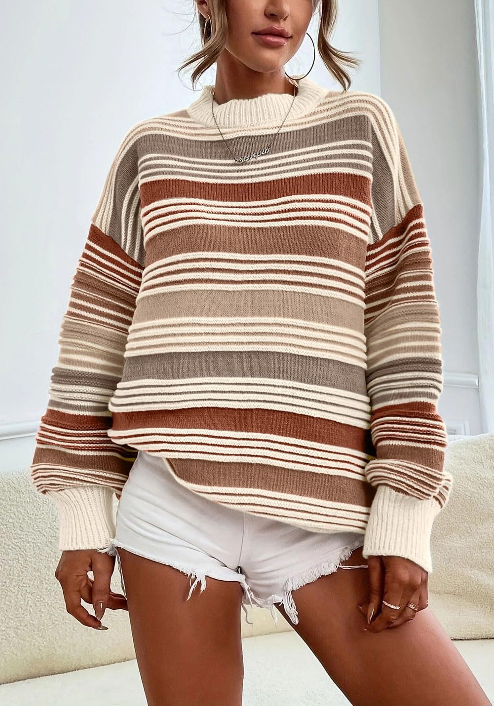 Retro Sunrise Stripe Knit Long Sleeve-Long Sleeve Tops-Krush Kandy, Women's Online Fashion Boutique Located in Phoenix, Arizona (Scottsdale Area)