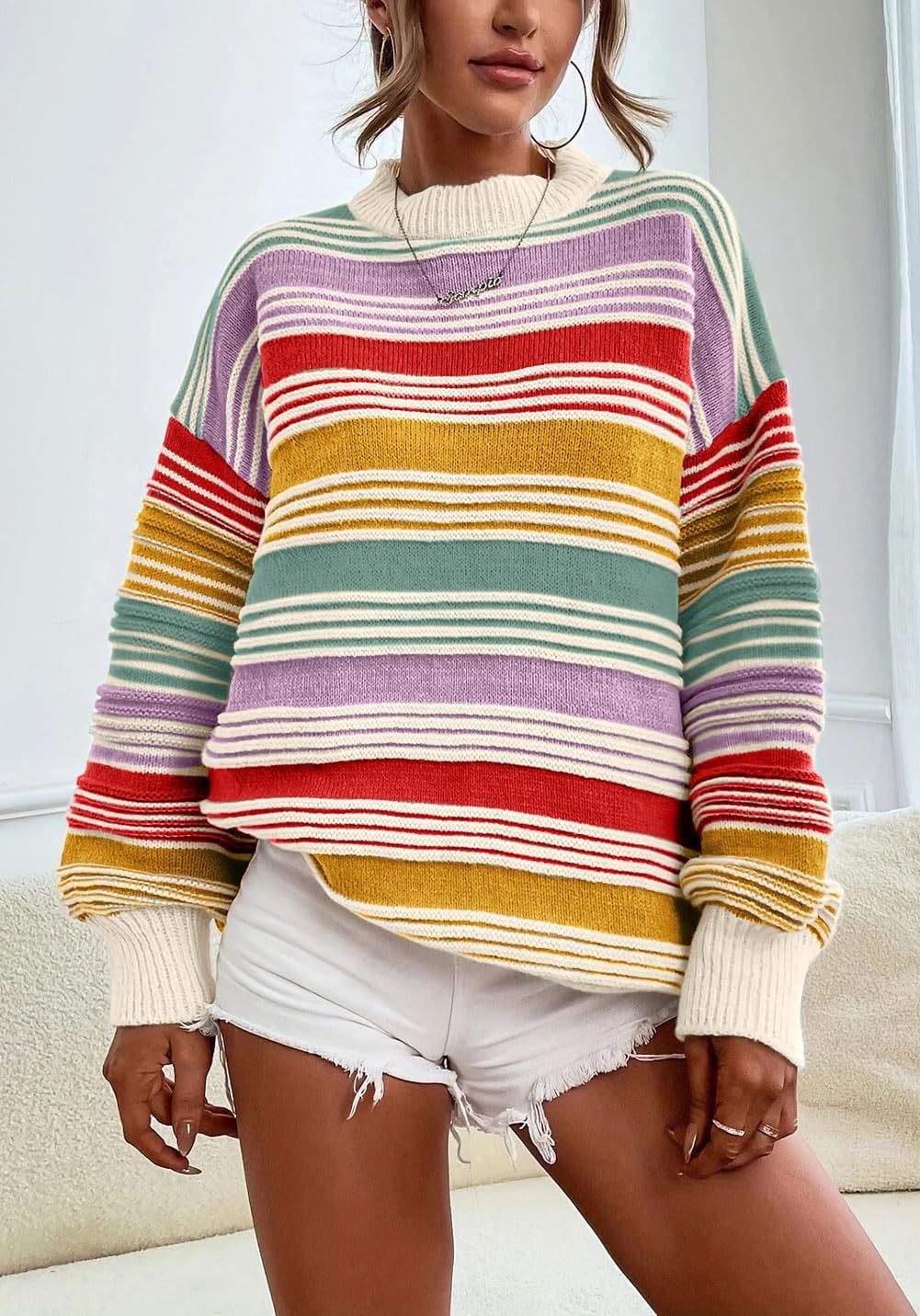 Retro Sunrise Stripe Knit Long Sleeve-Long Sleeve Tops-Krush Kandy, Women's Online Fashion Boutique Located in Phoenix, Arizona (Scottsdale Area)