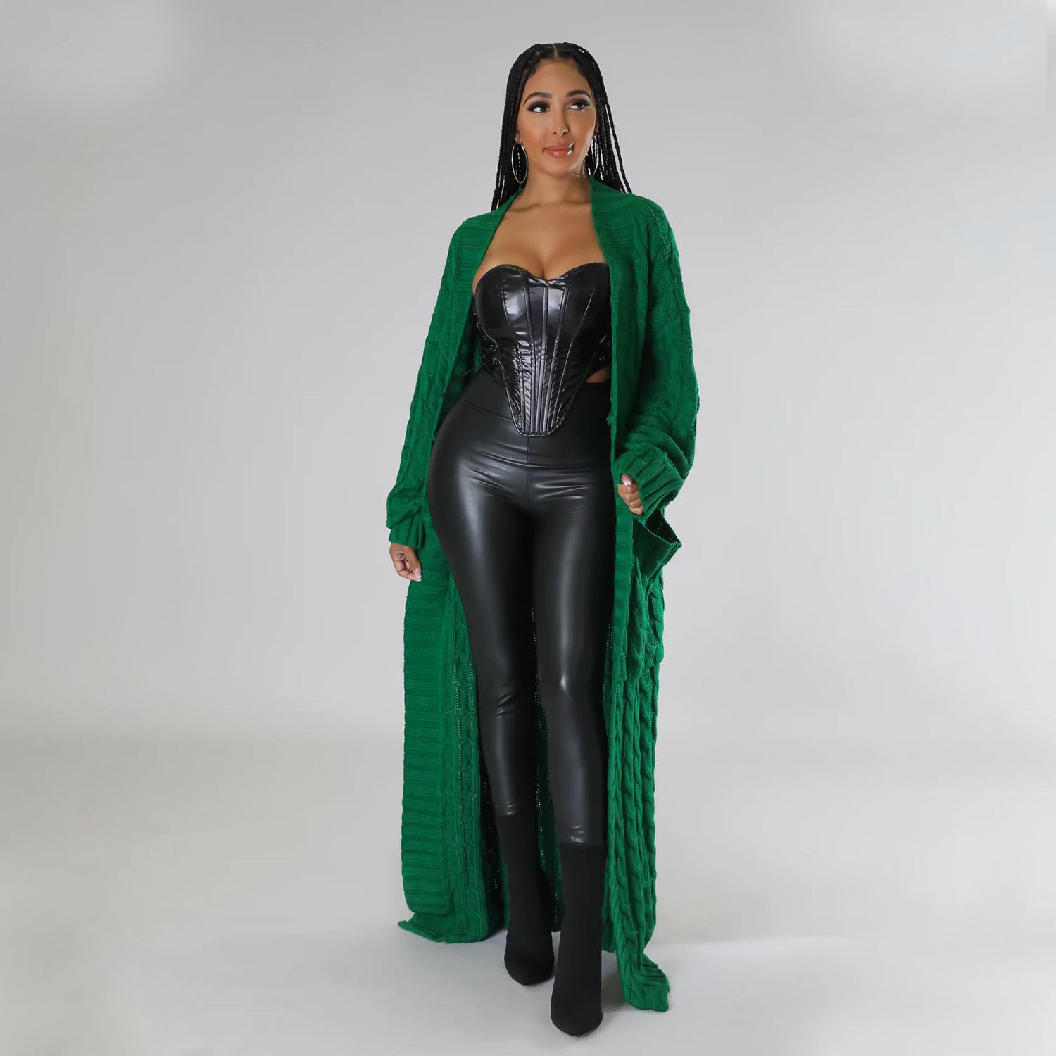 Set The Tone Open Long Knit Pocket Cardigan-Cardigans-Krush Kandy, Women's Online Fashion Boutique Located in Phoenix, Arizona (Scottsdale Area)