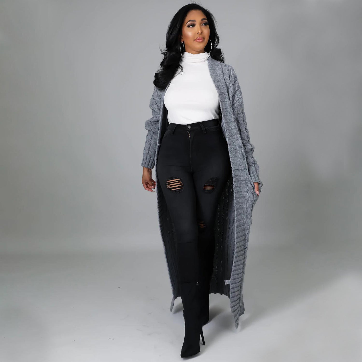 Set The Tone Open Long Knit Pocket Cardigan-Cardigans-Krush Kandy, Women's Online Fashion Boutique Located in Phoenix, Arizona (Scottsdale Area)