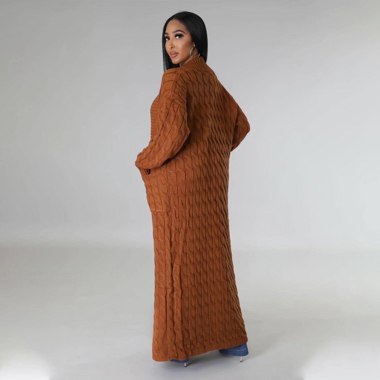 Set The Tone Open Long Knit Pocket Cardigan-Cardigans-Krush Kandy, Women's Online Fashion Boutique Located in Phoenix, Arizona (Scottsdale Area)