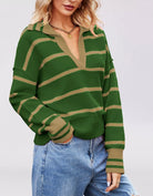 Valerie Stripe Long Sleeve Collar Sweater-Sweater-Krush Kandy, Women's Online Fashion Boutique Located in Phoenix, Arizona (Scottsdale Area)