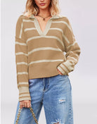 Valerie Stripe Long Sleeve Collar Sweater-Sweater-Krush Kandy, Women's Online Fashion Boutique Located in Phoenix, Arizona (Scottsdale Area)