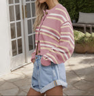 Stripe Button Up Sweater-Tops-Krush Kandy, Women's Online Fashion Boutique Located in Phoenix, Arizona (Scottsdale Area)