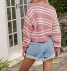 Stripe Button Up Sweater-Tops-Krush Kandy, Women's Online Fashion Boutique Located in Phoenix, Arizona (Scottsdale Area)