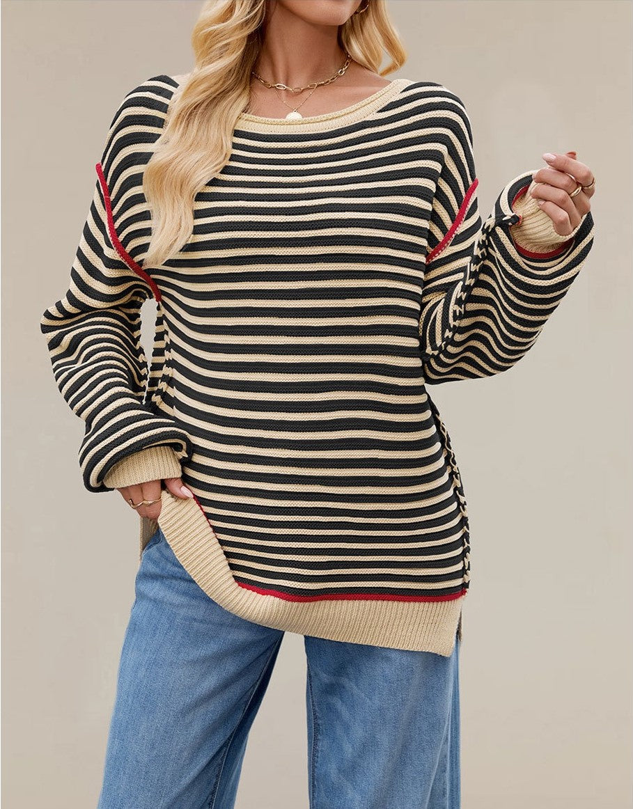 Classic Oversized Stripe Sweater-Tops-Krush Kandy, Women's Online Fashion Boutique Located in Phoenix, Arizona (Scottsdale Area)