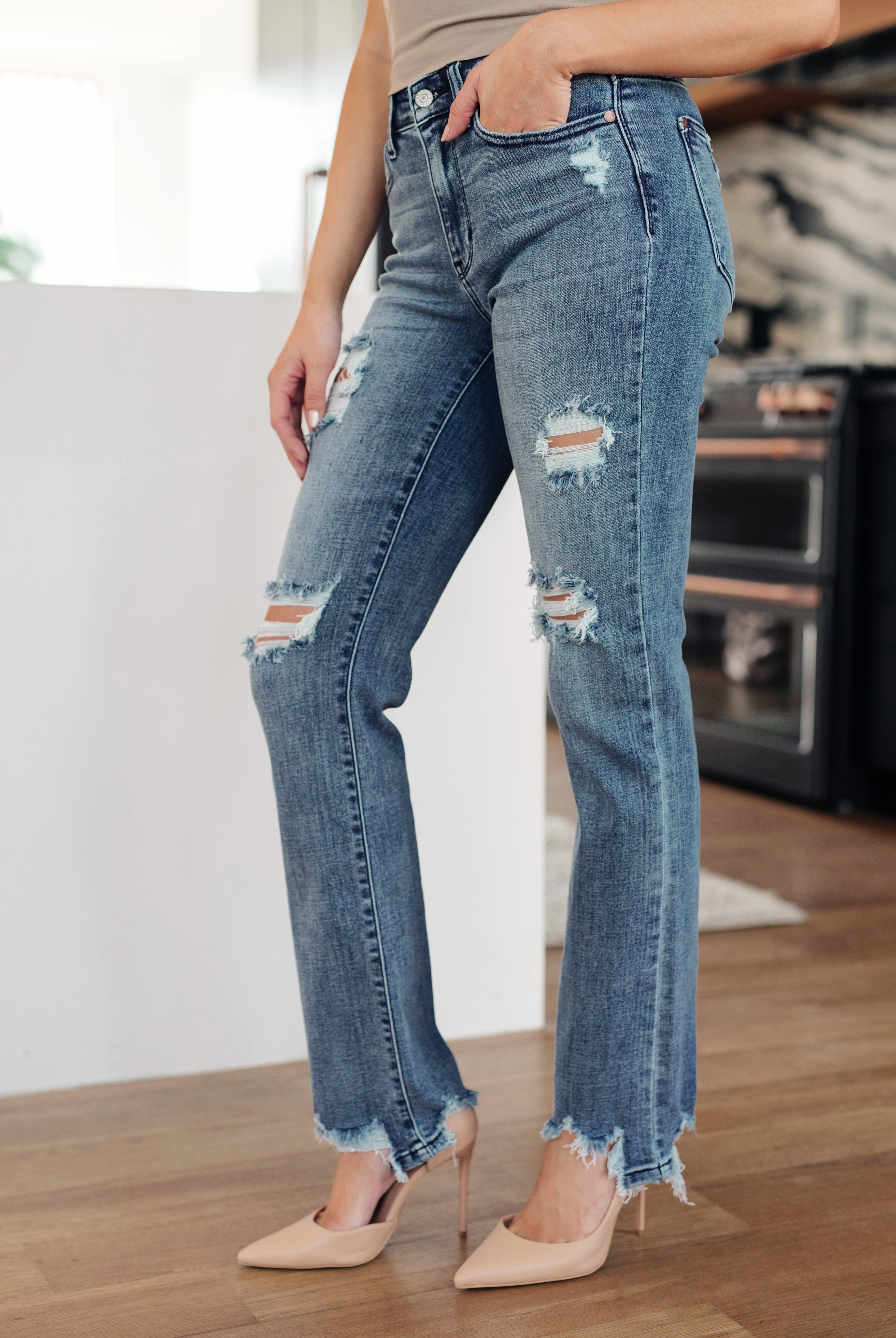 O'Hara Destroyed Straight Jeans-Jeans-Krush Kandy, Women's Online Fashion Boutique Located in Phoenix, Arizona (Scottsdale Area)