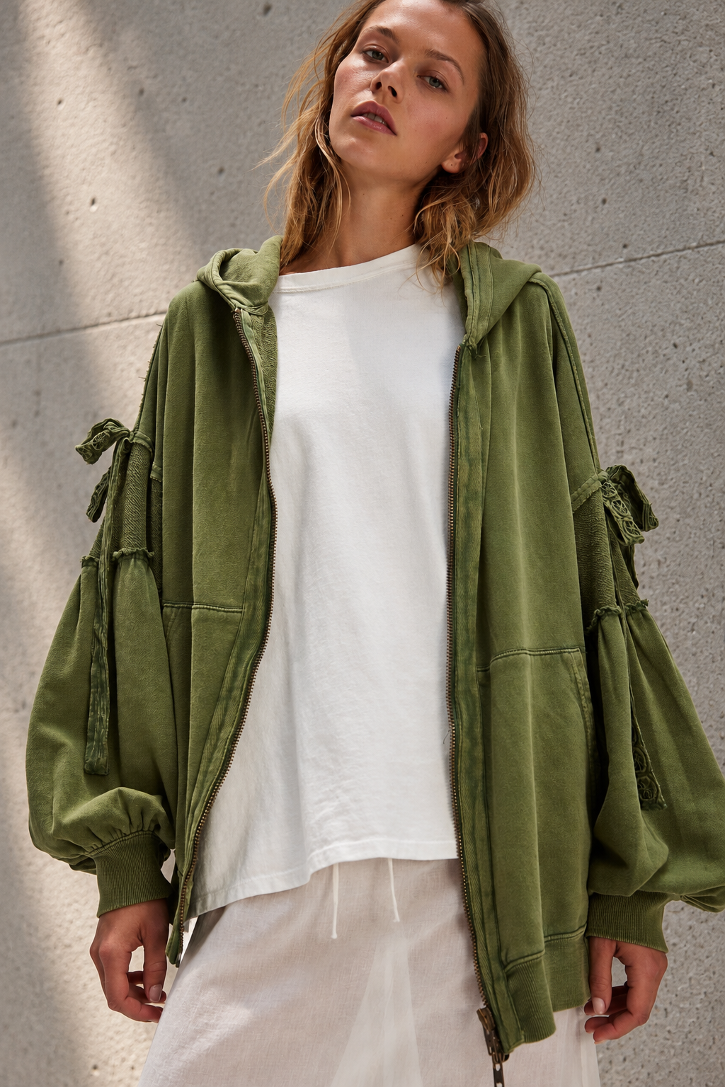 Olive Balloon-Sleeve Hoodie Portrait.png