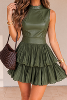 Olive Green Pleated Mini Dress Look.png