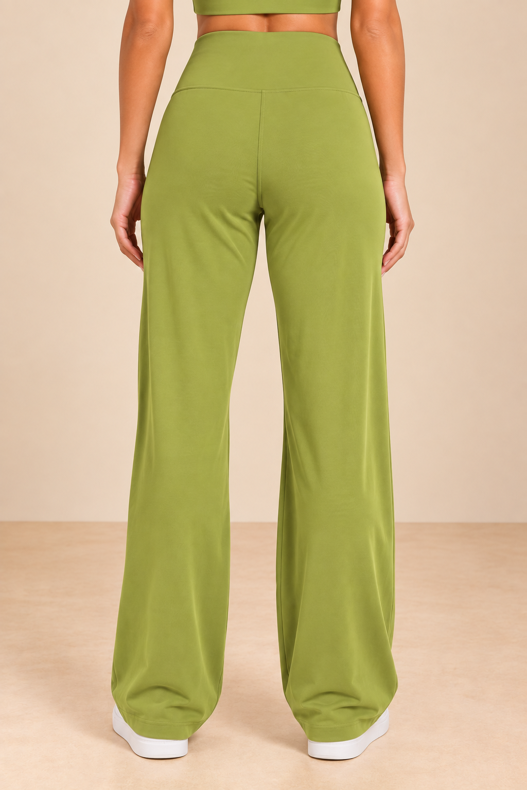 Olive Green Wide-Leg Pants Back View.png