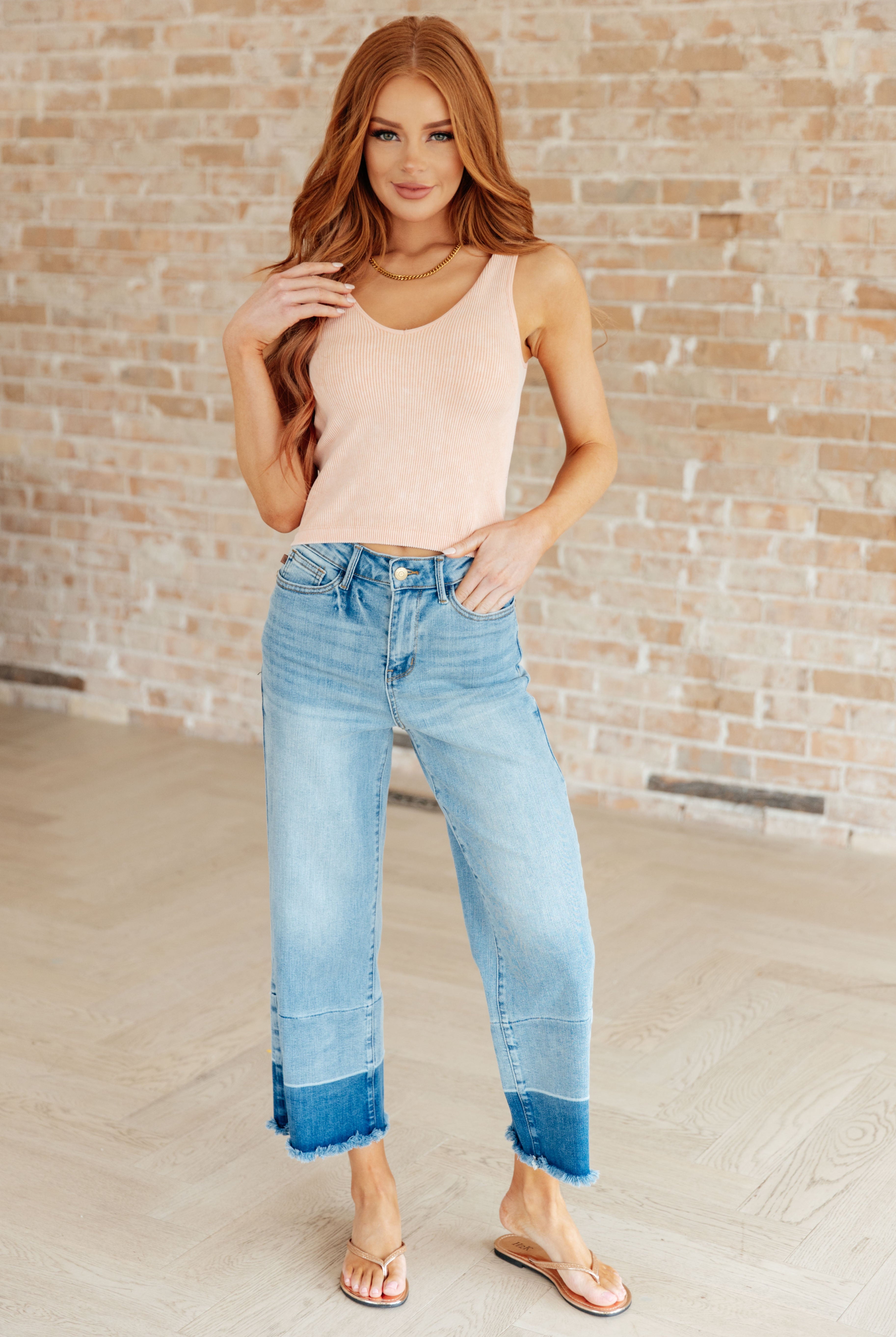 JUDY BLUE Olivia High Rise Wide Leg Crop Jeans in Medium Wash-Jeans-Krush Kandy, Women's Online Fashion Boutique Located in Phoenix, Arizona (Scottsdale Area)