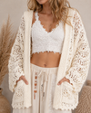 Open Weaving Long Sleeve Hoodie Sweater Cardigan